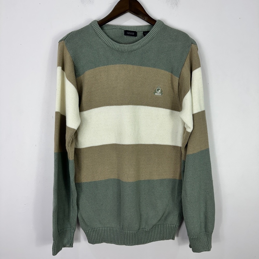IZOD Sweater S USA Cotton Striped Preppy Vintage 90s Y2K Retro Academia‎ Knit
